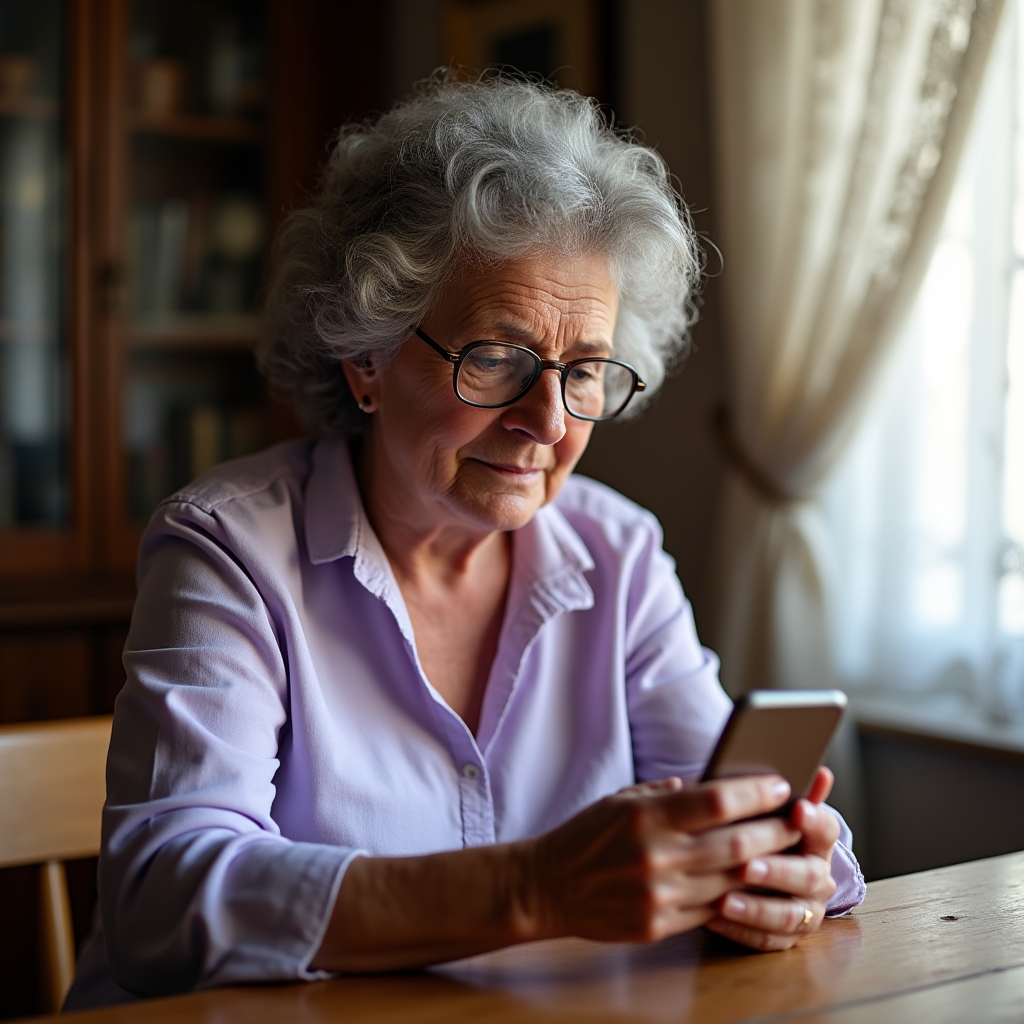 Femeie în vârstă care primește ajutor cu smartphone-ul
